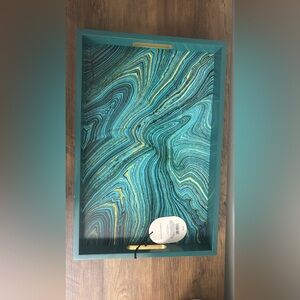 Threshold Teal and Black Swirl Wall Art